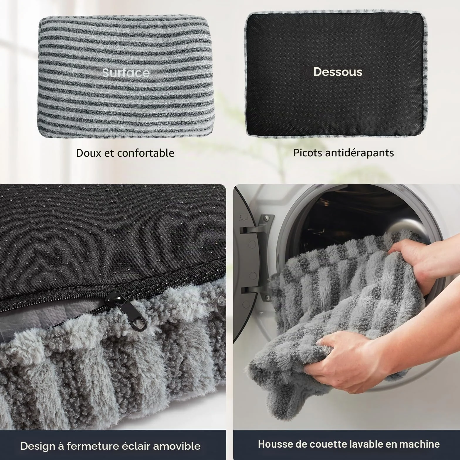 Pawk Panier Chien Grande Taille XL Coussin Chien Dehoussable Lavable Lit Moelleux Respirant Antidérapant 107x69x10cm