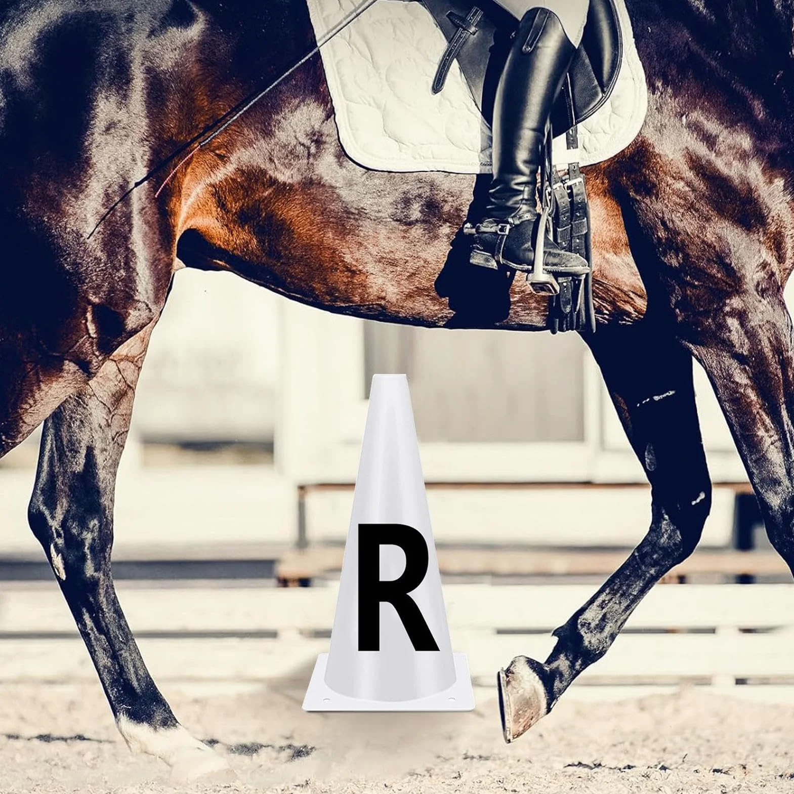 Lettres de dressage blanches portables écologiques cône entraînement chevaux