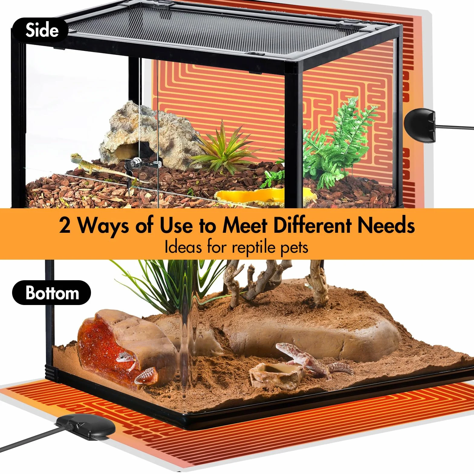 ALLOMN Tapis Chauffant Terrarium Reptile 28W 28x28cm avec Contrôle de Température