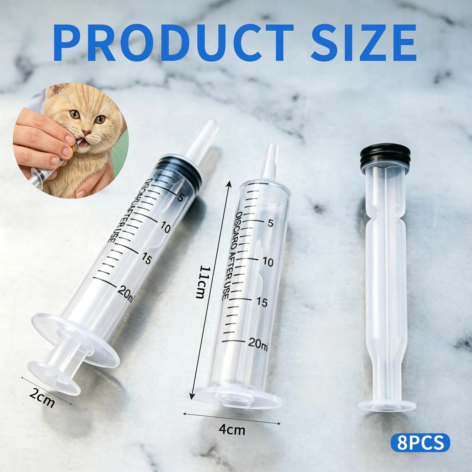 Seringue Alimentaire 20ml Plastique avec Bouchon Adaptateur pour Alimentation Animale