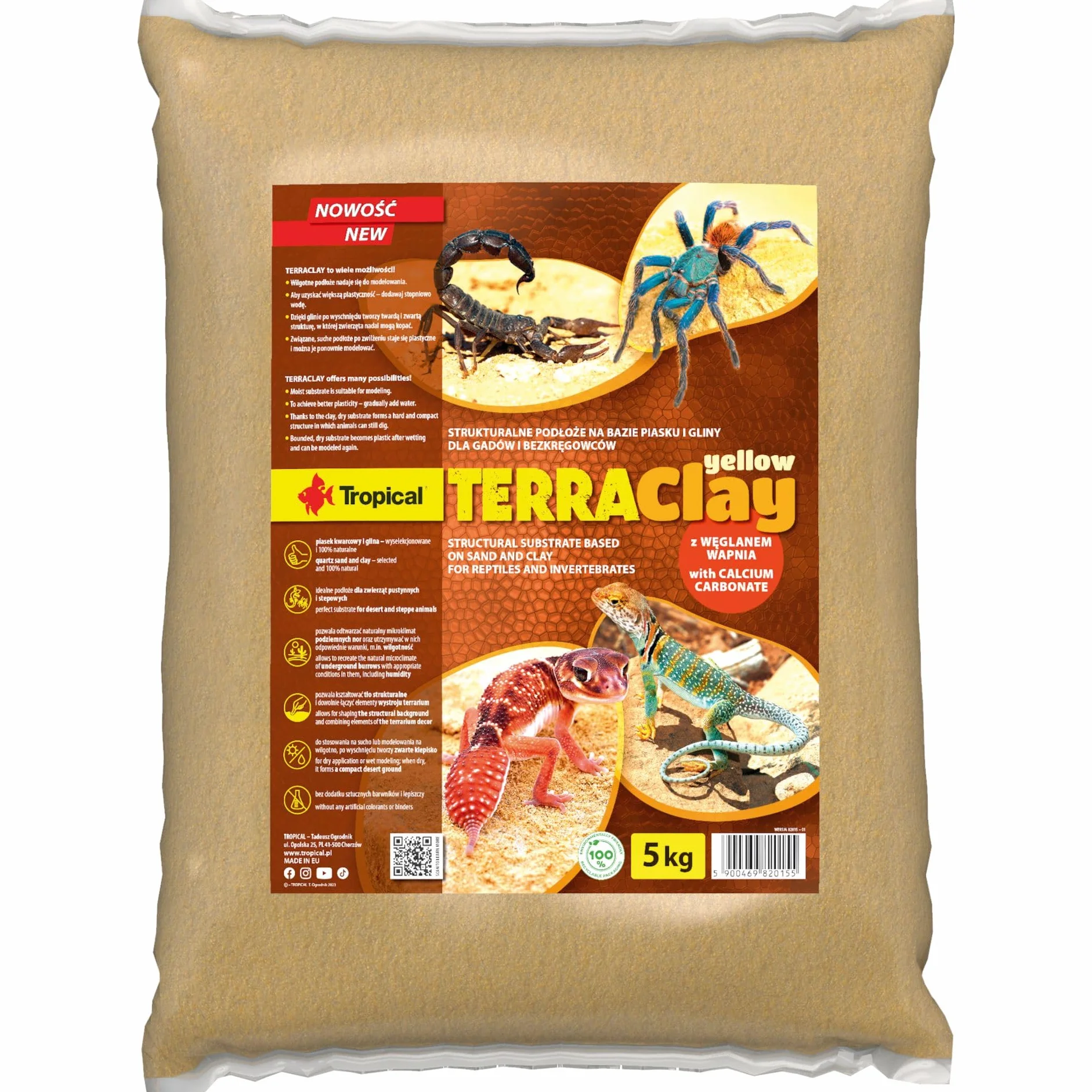TERRACLAY Substrat Naturel pour terrariums 5kg Jaune