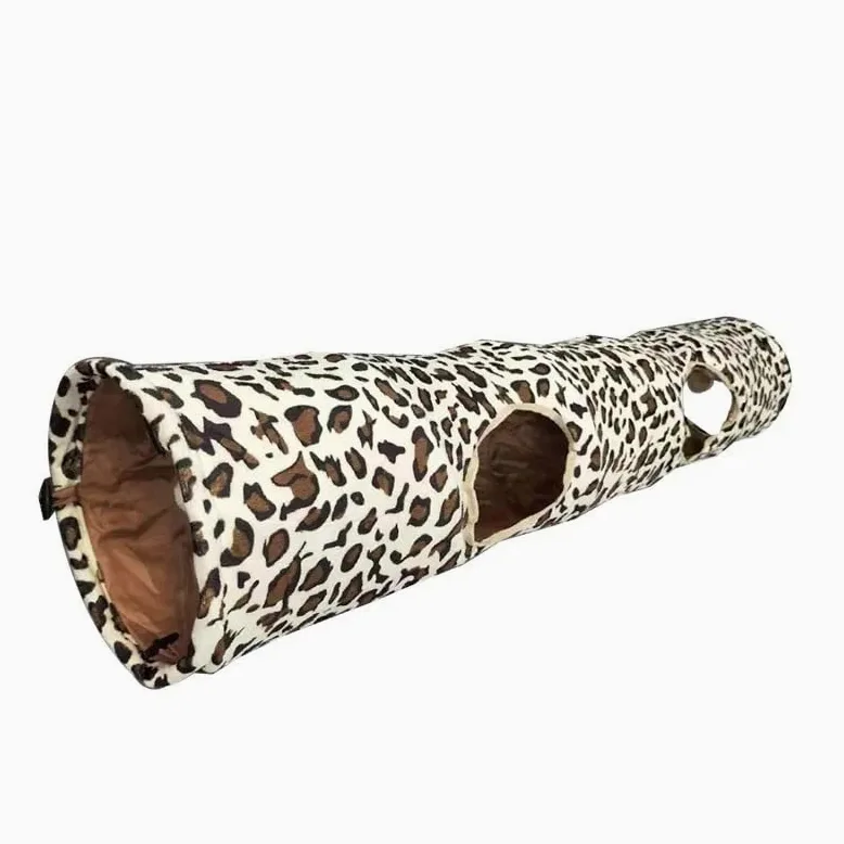 Tunnel pour Chat Parfait Imprimé Léopard Froissé 2 Voies Tunnel pour Animaux De Compagnie Chaton Jouer Jouet Pliable Lapin Jouets Produits pour Chats
