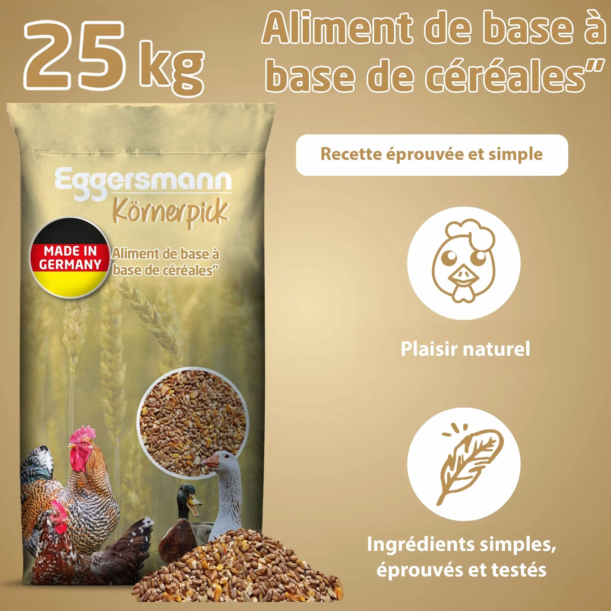 Eggersmann Nourriture Poule 25 kg Basic Aliments Graines Premium pour Poules, oies & canards