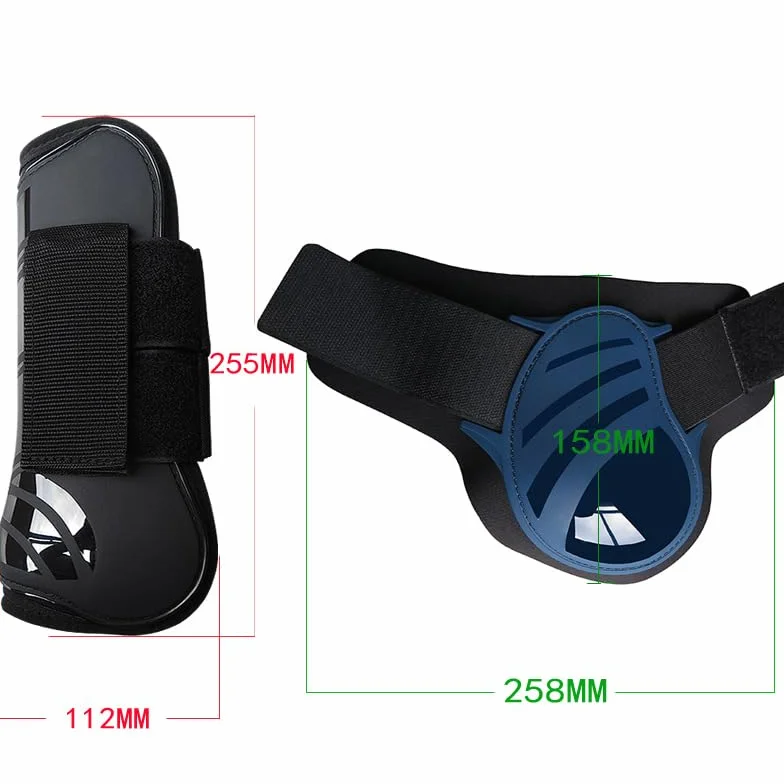 Guêtres pour chevaux Tendon Boots Classic lot de 4 avec coque rigide et fermeture Velcro PU robuste (S, Bleu)