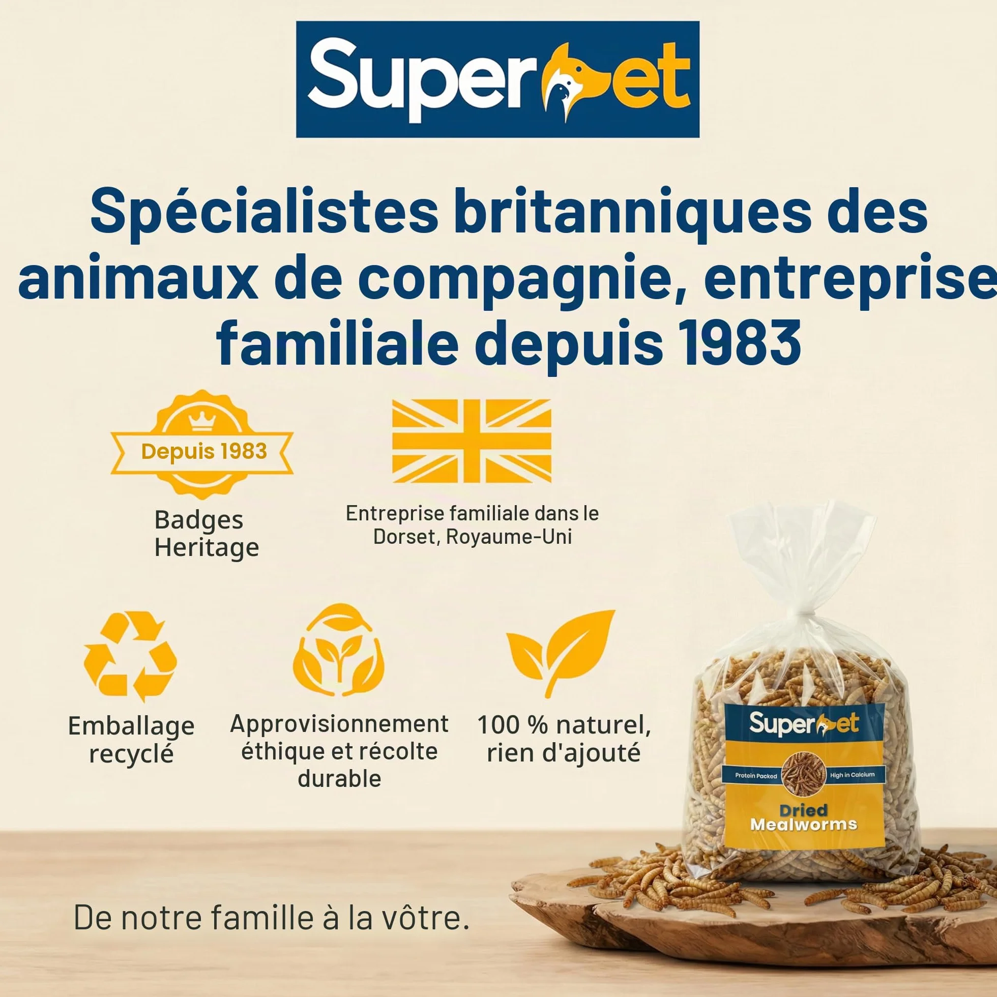 Vers de farine séchés 5 kg pour oiseaux sauvages