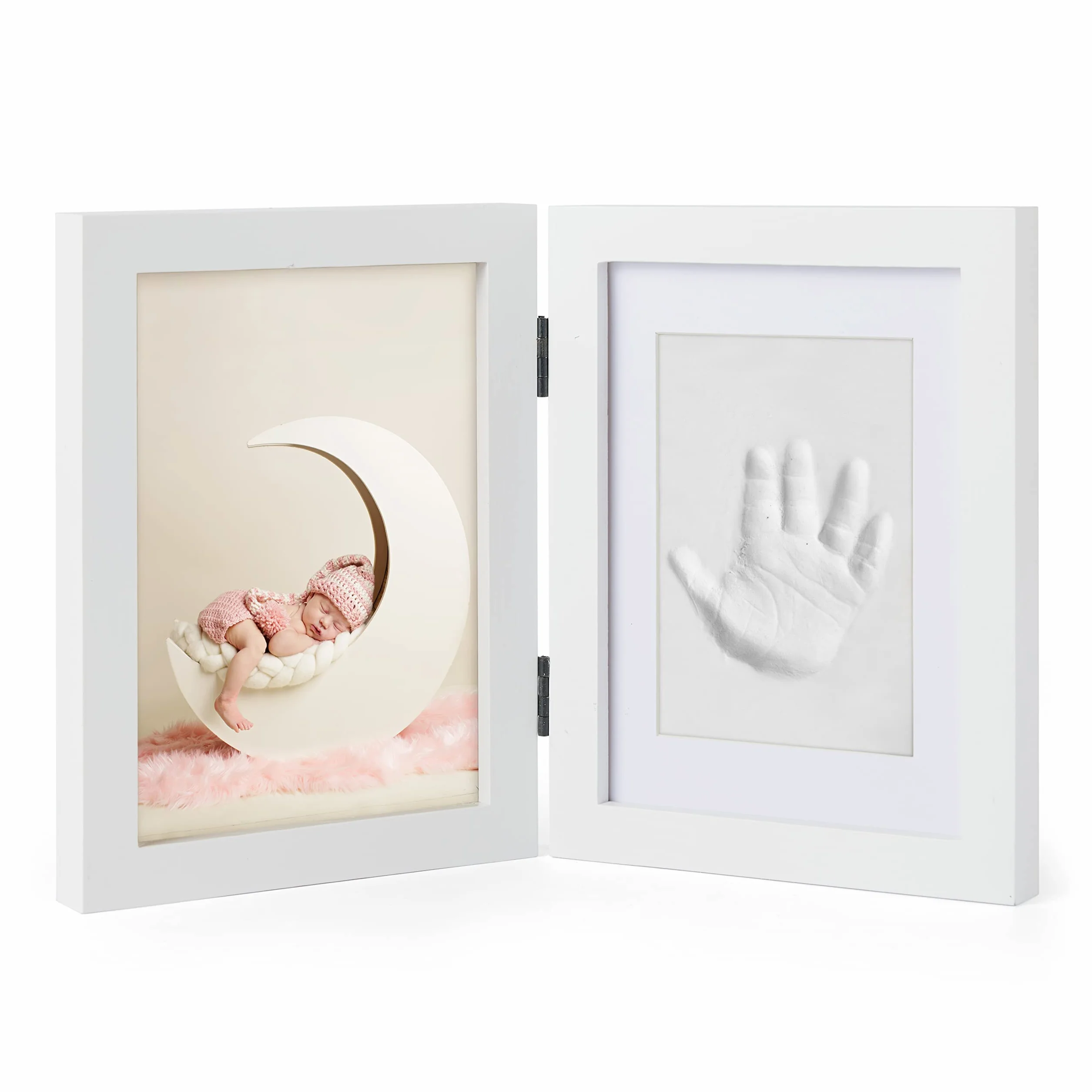 Kit Empreinte Pieds & Mains de Bébé, Cadre en Bois 12,7x17,8cm - Cadeau Souvenir de Naissance