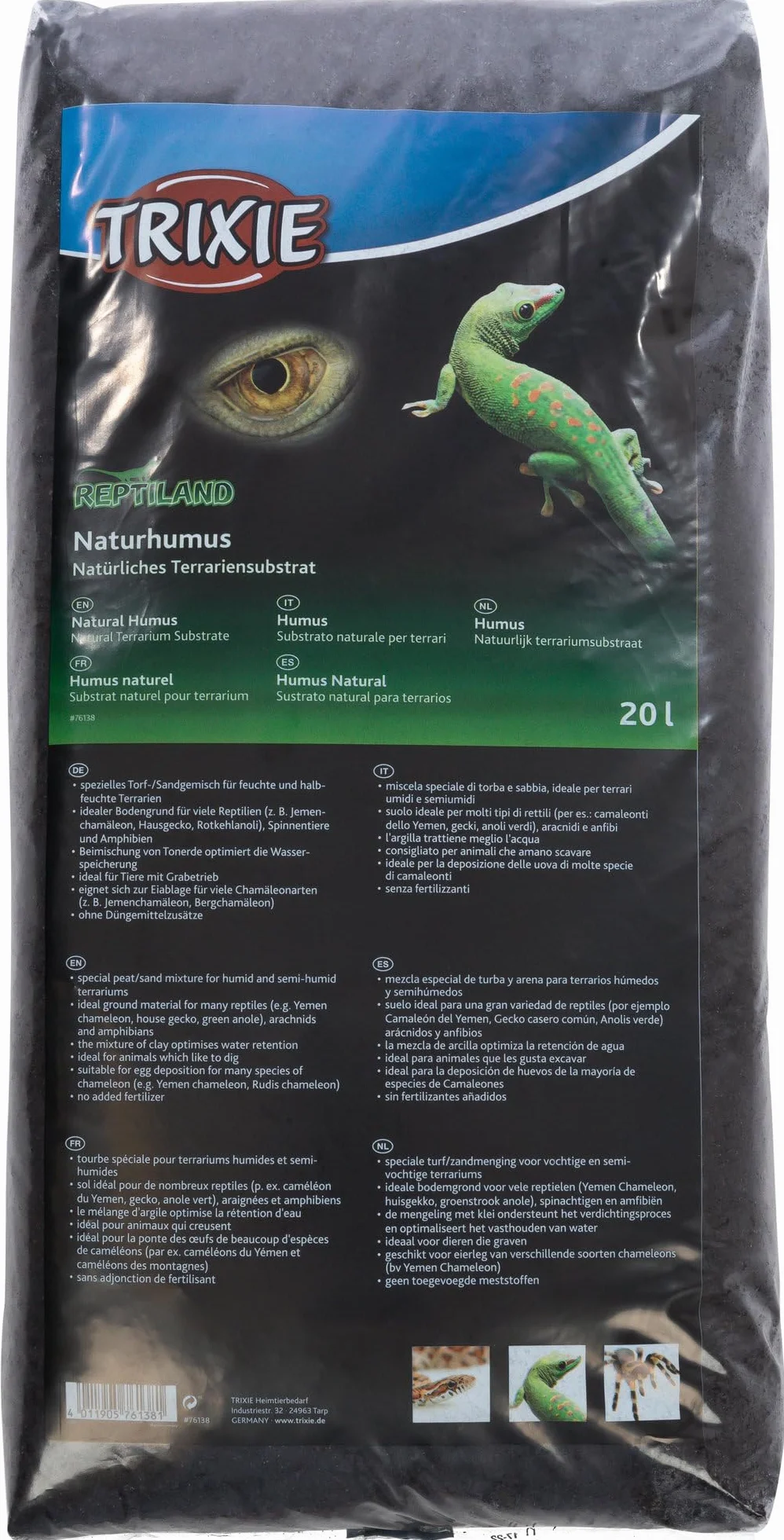 TRIXIE Humus naturel substrat terrarium 20 litres tourbe sable