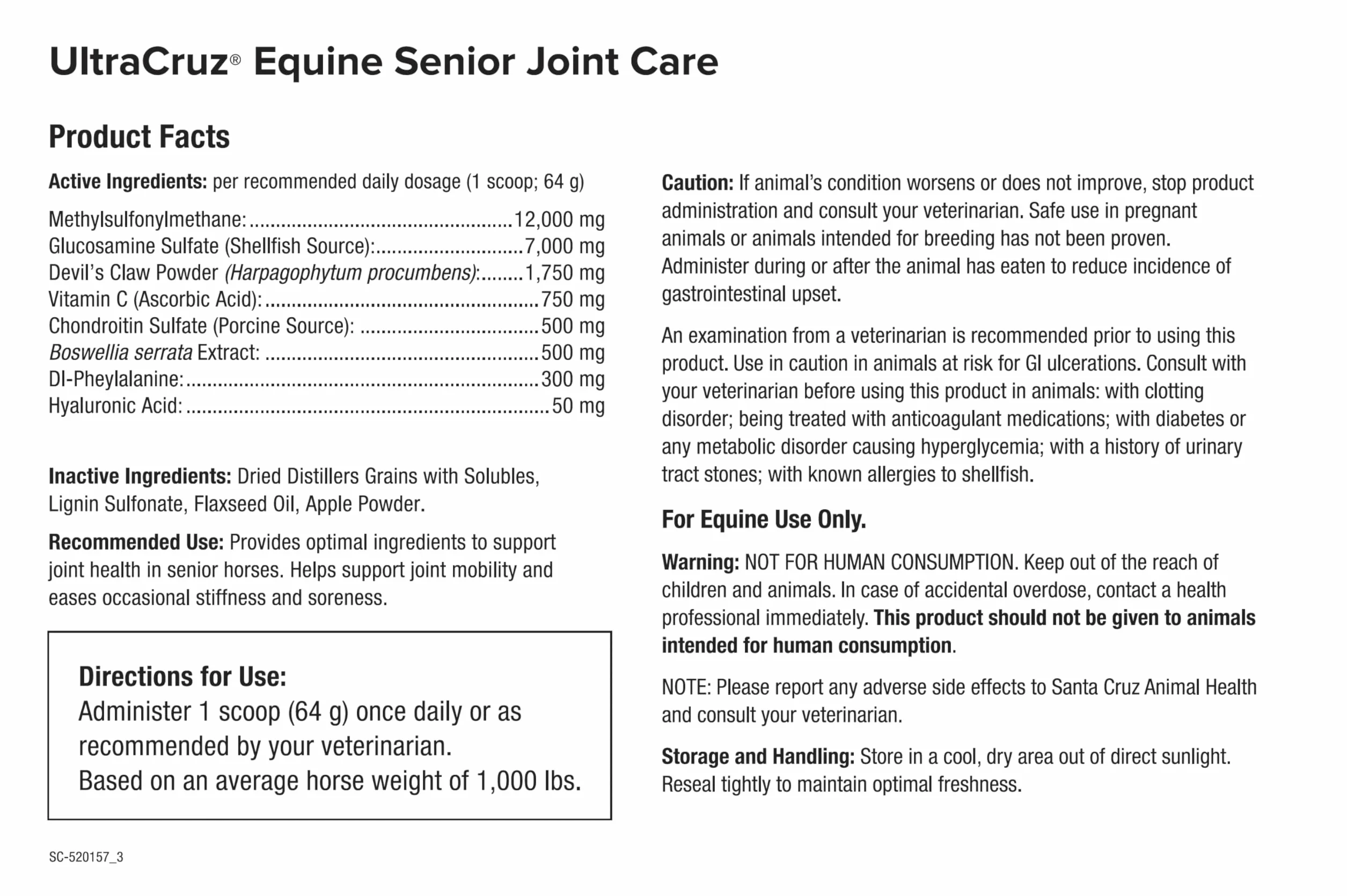 UltraCruz Supplément articulaire équin senior pour chevaux 10 lb