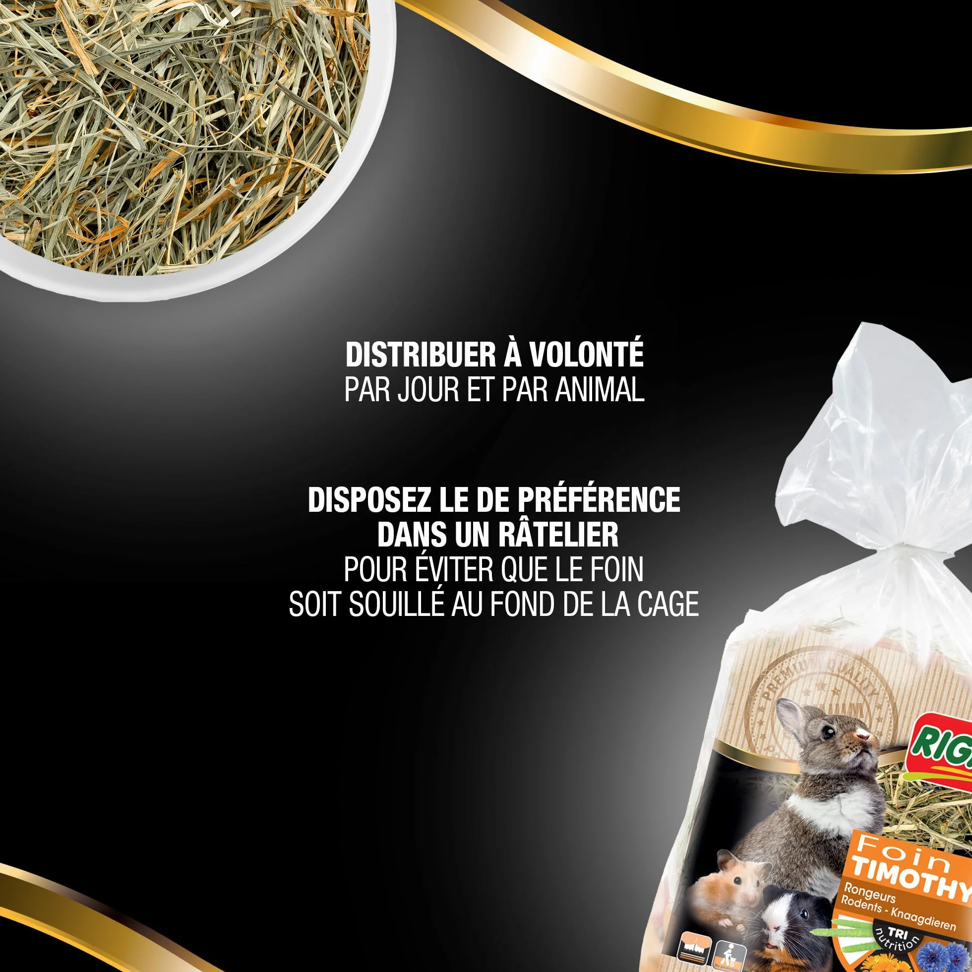 Foin Premium Timothy Aux Fleurs Non Pressées Aliment Complémentaire pour Rongeurs Fléole des Prés 500 g