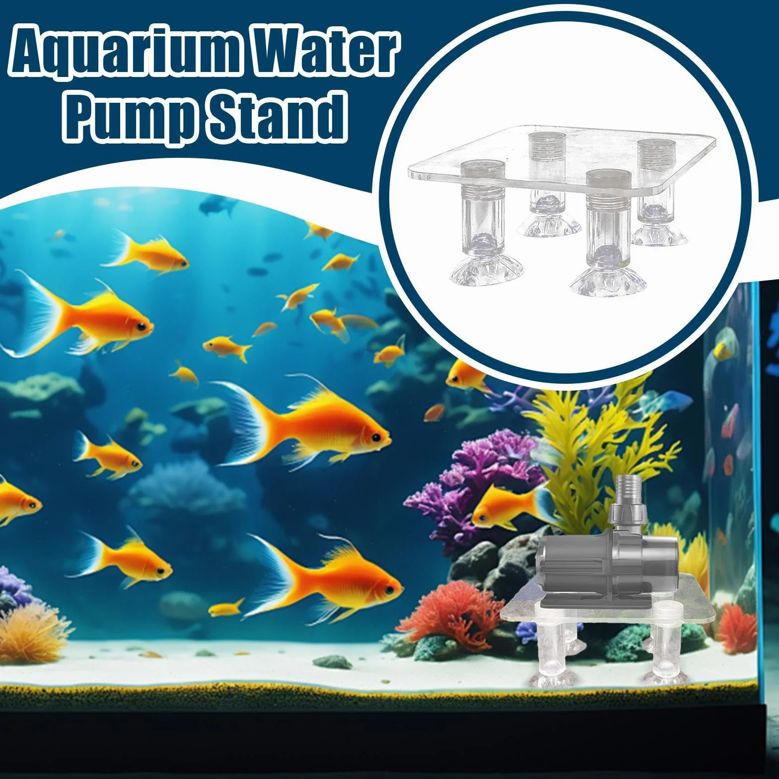 Support de pompe d'aquarium anti-vibration réglable stable