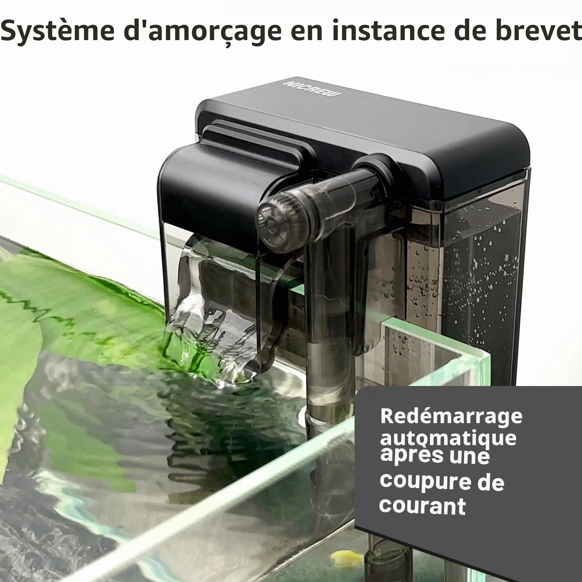 NICREW Slim Filtre Extérieur Aquarium 160 LPH 3W pour jusqu'à 20 L