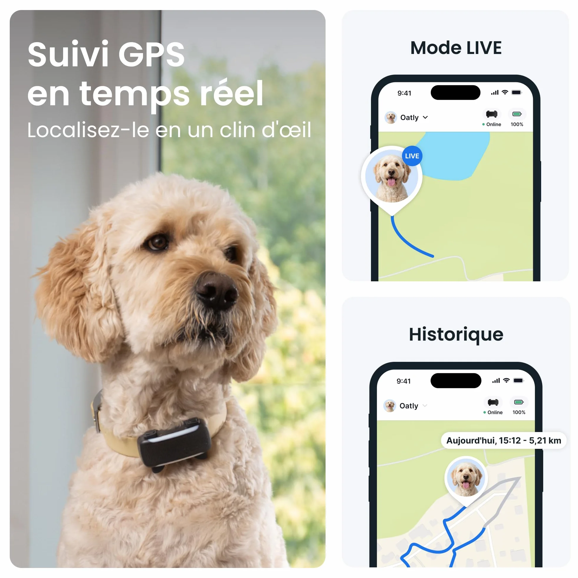 Tractive Collier GPS Chien Connecté XL Édition 2026 Suivi GPS en Direct Alertes Anti-Fugue Santé Moniteur Signes Vitaux Grande Autonomie Noir