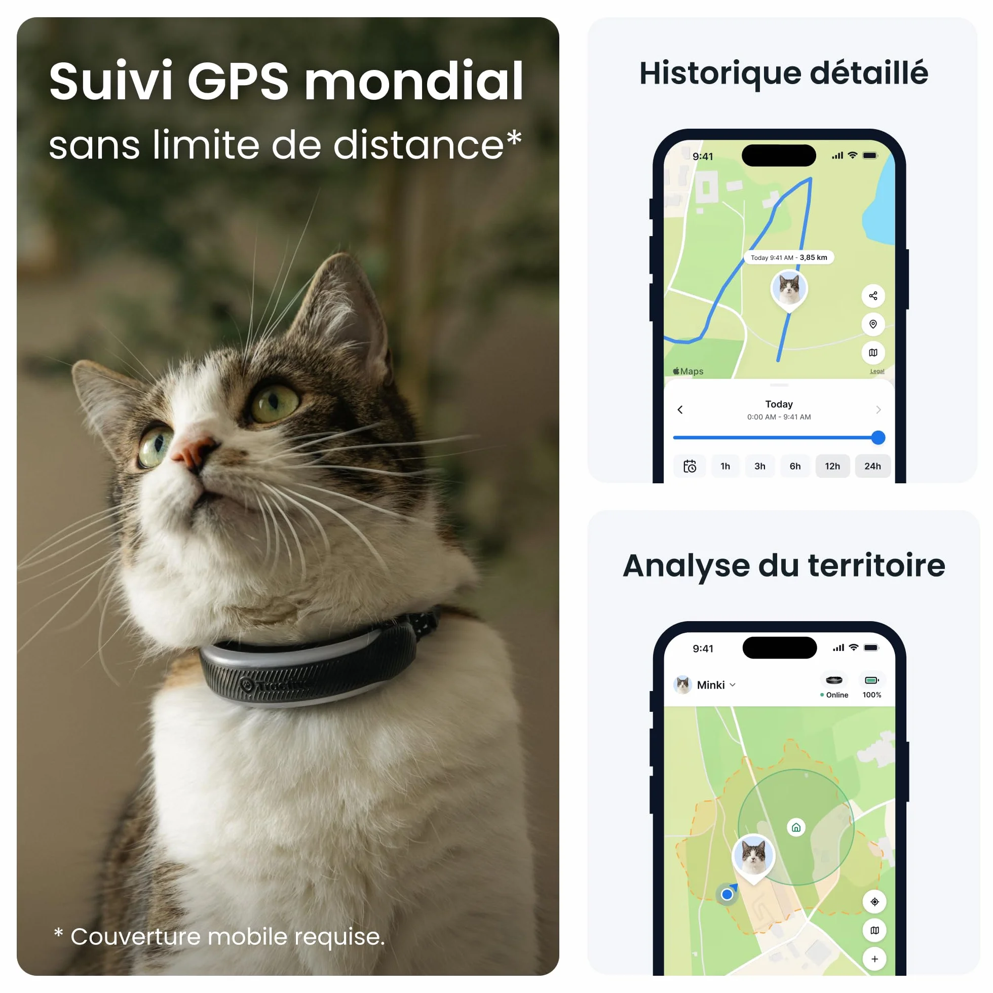 Tractive Collier GPS Chat Connecté Mini Édition 2026 Noir Localisation Directe Alertes Santé