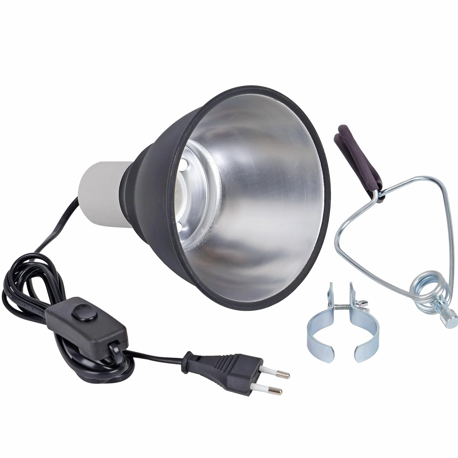 Support de lampe chauffante E27 Dôme profond Clip 5,5 pouces Chauffe-tortue Réservoir reptiles Protection filet