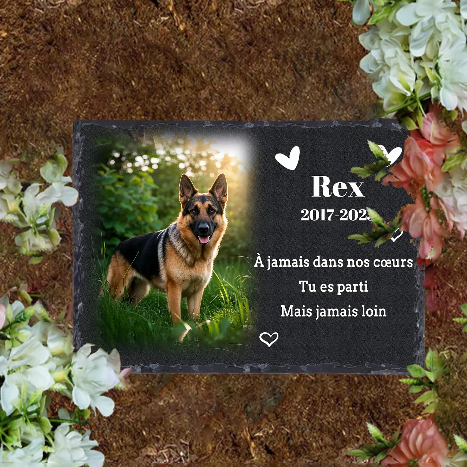 Plaque commémorative personnalisée en Ardoise pour Animaux de Compagnie, Pierre tombale Photo avec Support, 10x14/14x20/20x30 cm