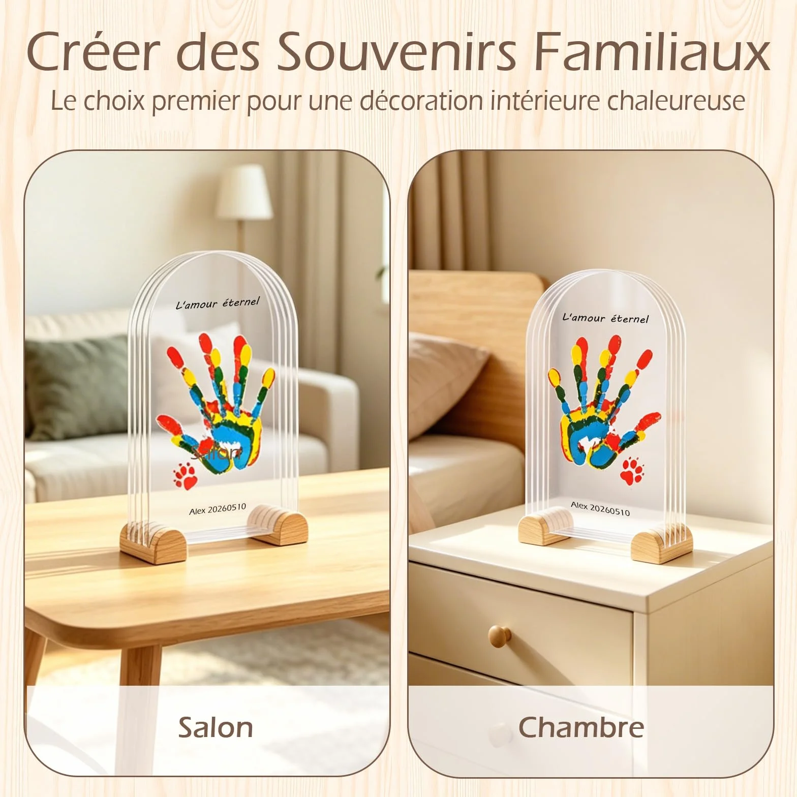 Kit Empreinte Famille Pour 5 Empreintes, Souvenir Personnalisé Décoration Maison Cadeau Baptême
