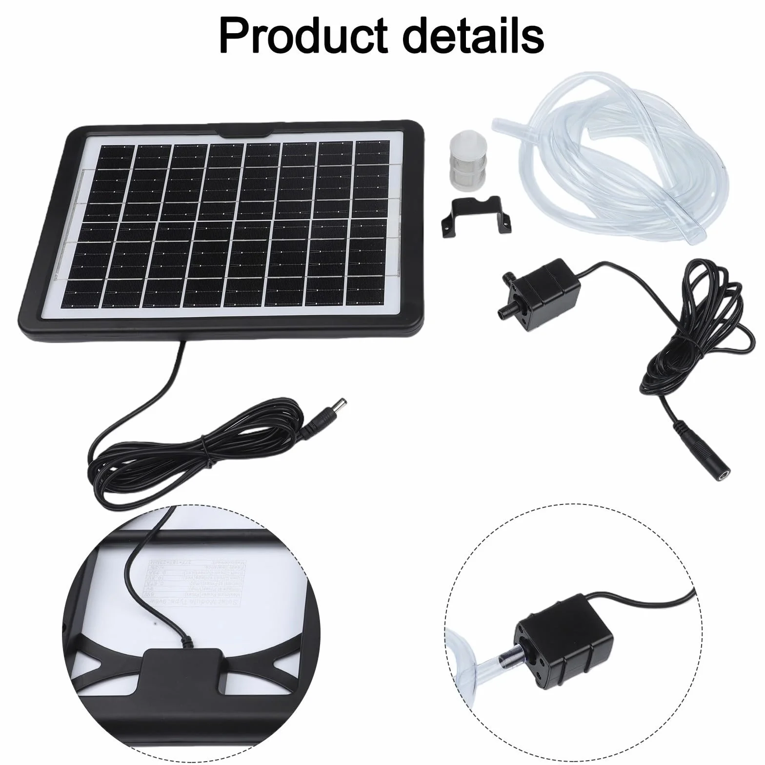 Pompe de bassin solaire 6W 9V 240L/h avec panneau réglable double sortie