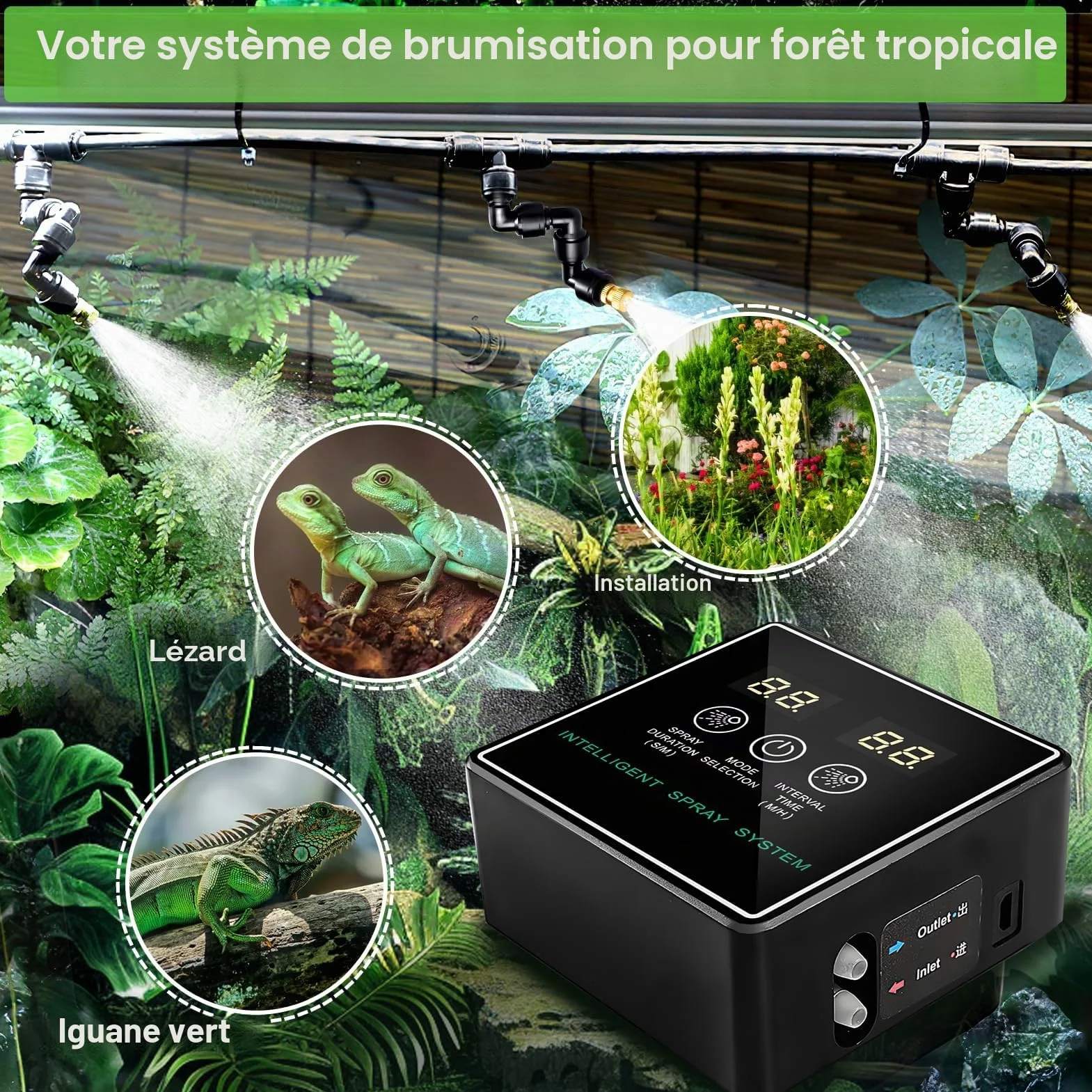 Humidificateur Intelligent pour Terrarium - Brumisateur Reptiles, Amphibiens