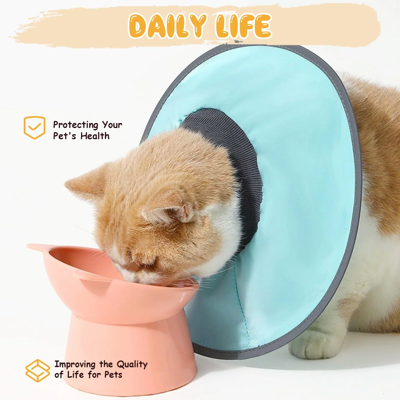 Collerette Chat Anti Lechage Souple Imperméable Ajustable Pliable pour Chat Chaton