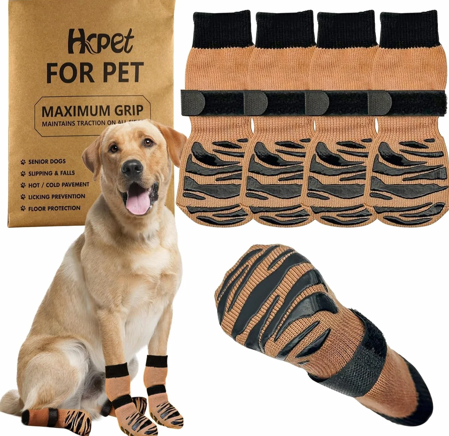 Chaussettes Antidérapantes pour Chien – Double Face pour Sol en Bois, Protège-Pattes (S)