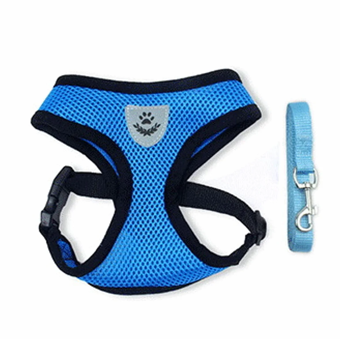 Harnais S Bleu aéré pour chat chiot laisse offerte même couleur LIFE UTILITY petit animal anti-traction réglable 4 tailles 5 couleurs