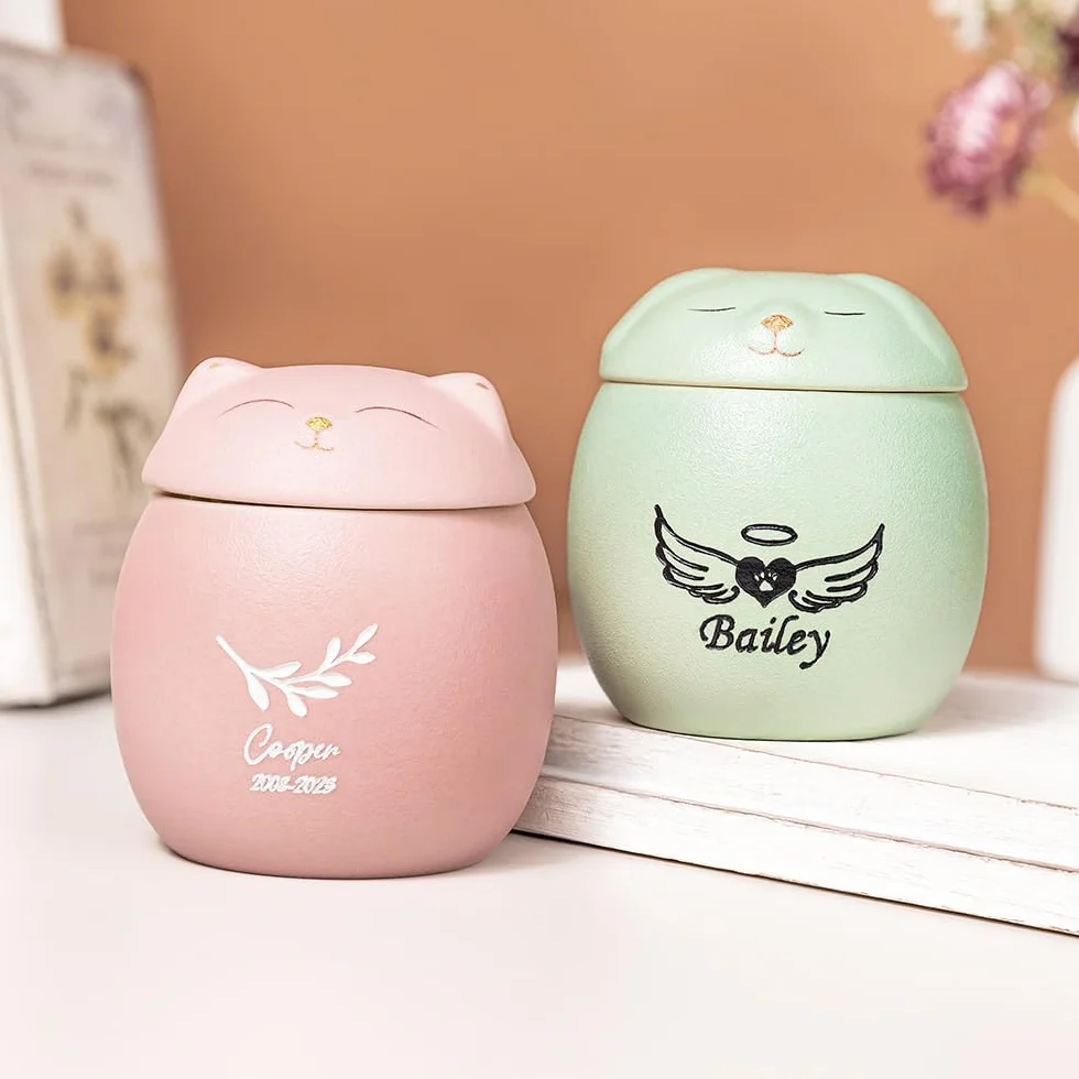 Urne funéraire personnalisée pour Chien et Chat avec nom et date, symbole personnalisé