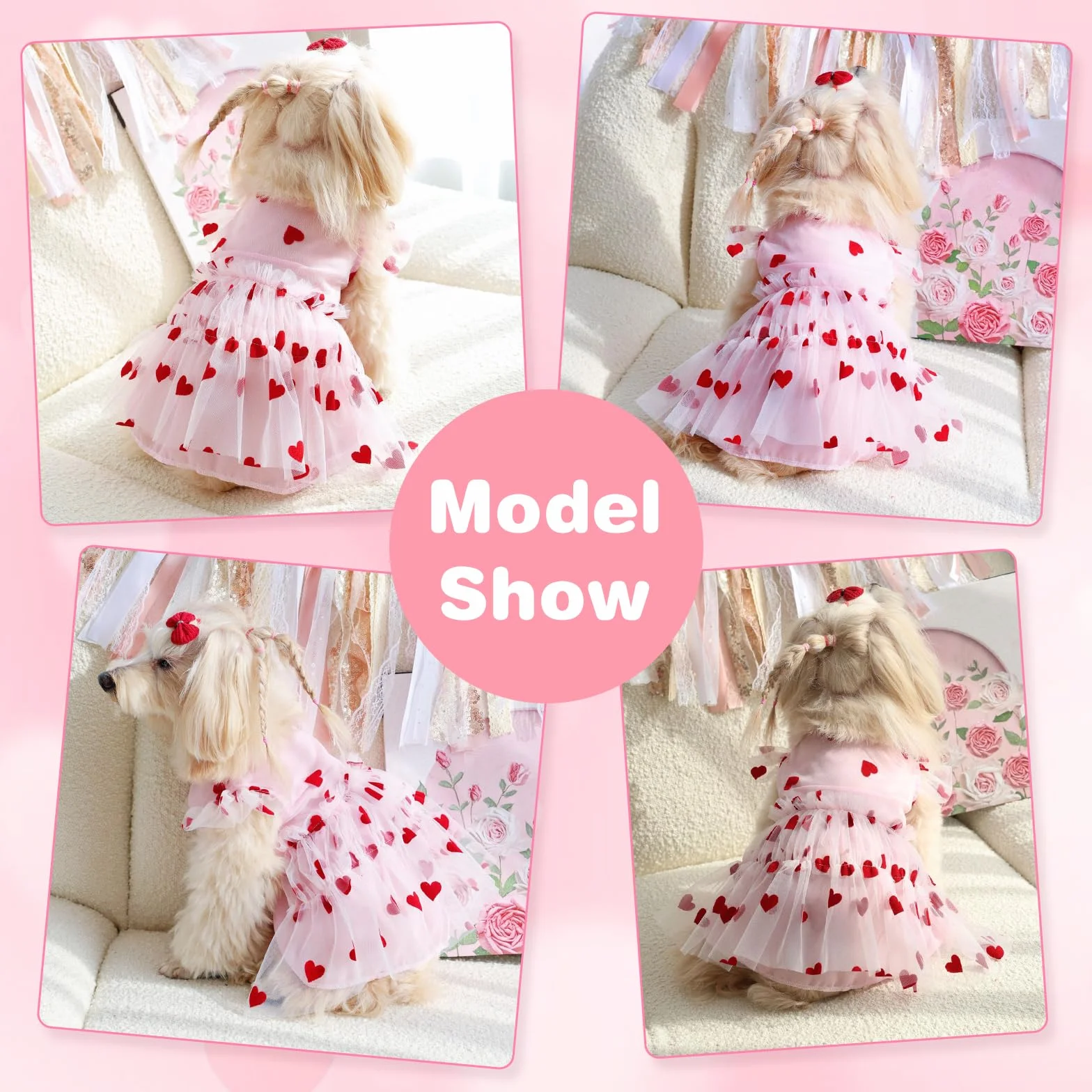 Robe Mignonne pour Chien Motif Princesse Tulle Respirante Petite et Moyenne Taille Yorkshire Chihuahua