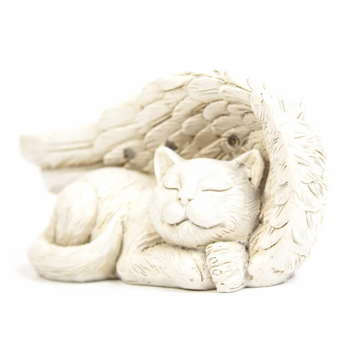 Statue Solaire Commémorative LED Blanc Chaud pour Chats Chiens - Croix Cœur Lumineux - Waterproof 21cm Chat Ailé