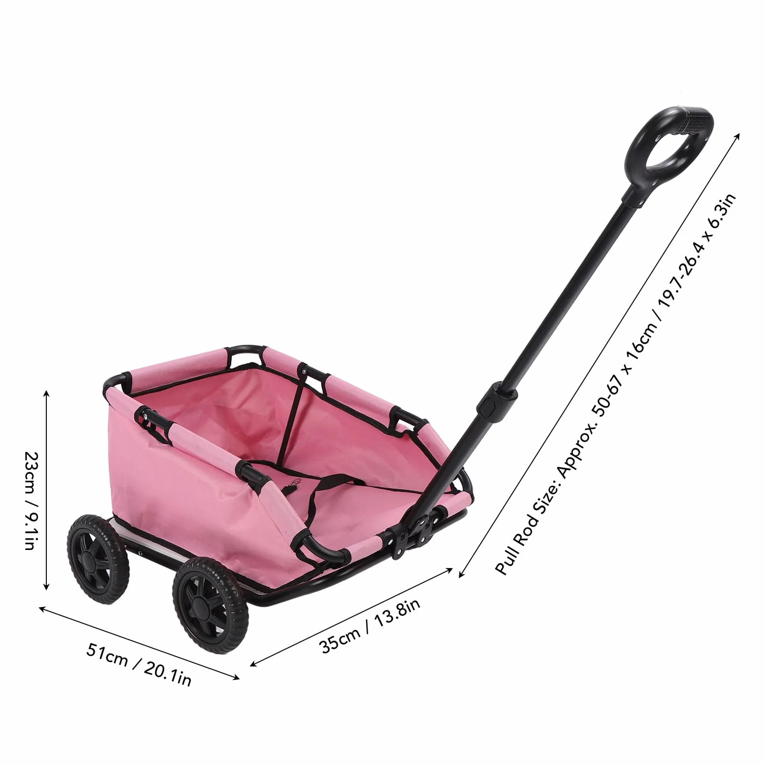 Chariot de Transport pour Chiens et Chats, Poussette Pliable 4 Roues, 51 x 35 x 23 cm