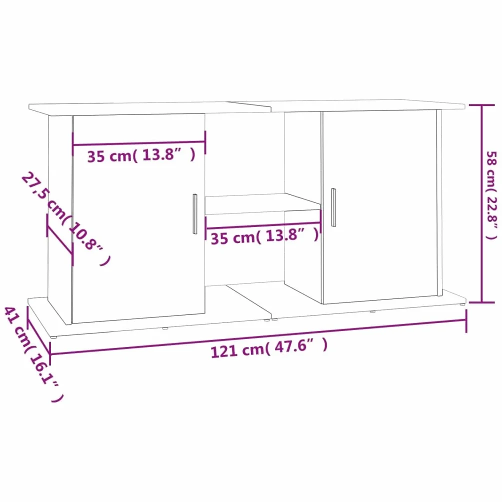vidaXL Support d'aquarium Chêne Sonoma 121x41x58 cm Bois d'ingénierie