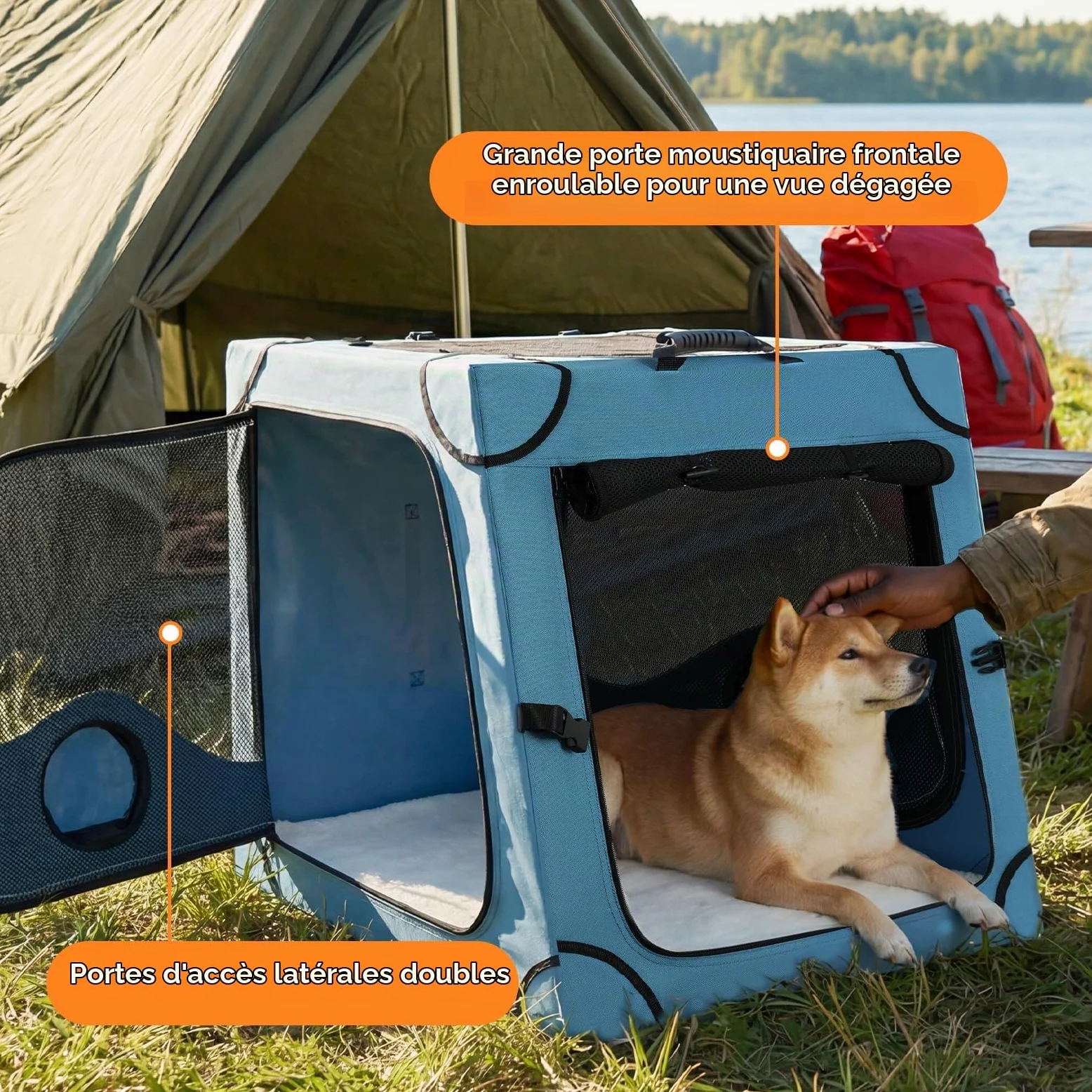 Snagle Paw Cage portable pour chien pour voyage en voiture, cadre en métal, cage de transport pour animal domestique pour siège arrière de voiture sécurisée avec sangle d'appui-tête et ceinture de
