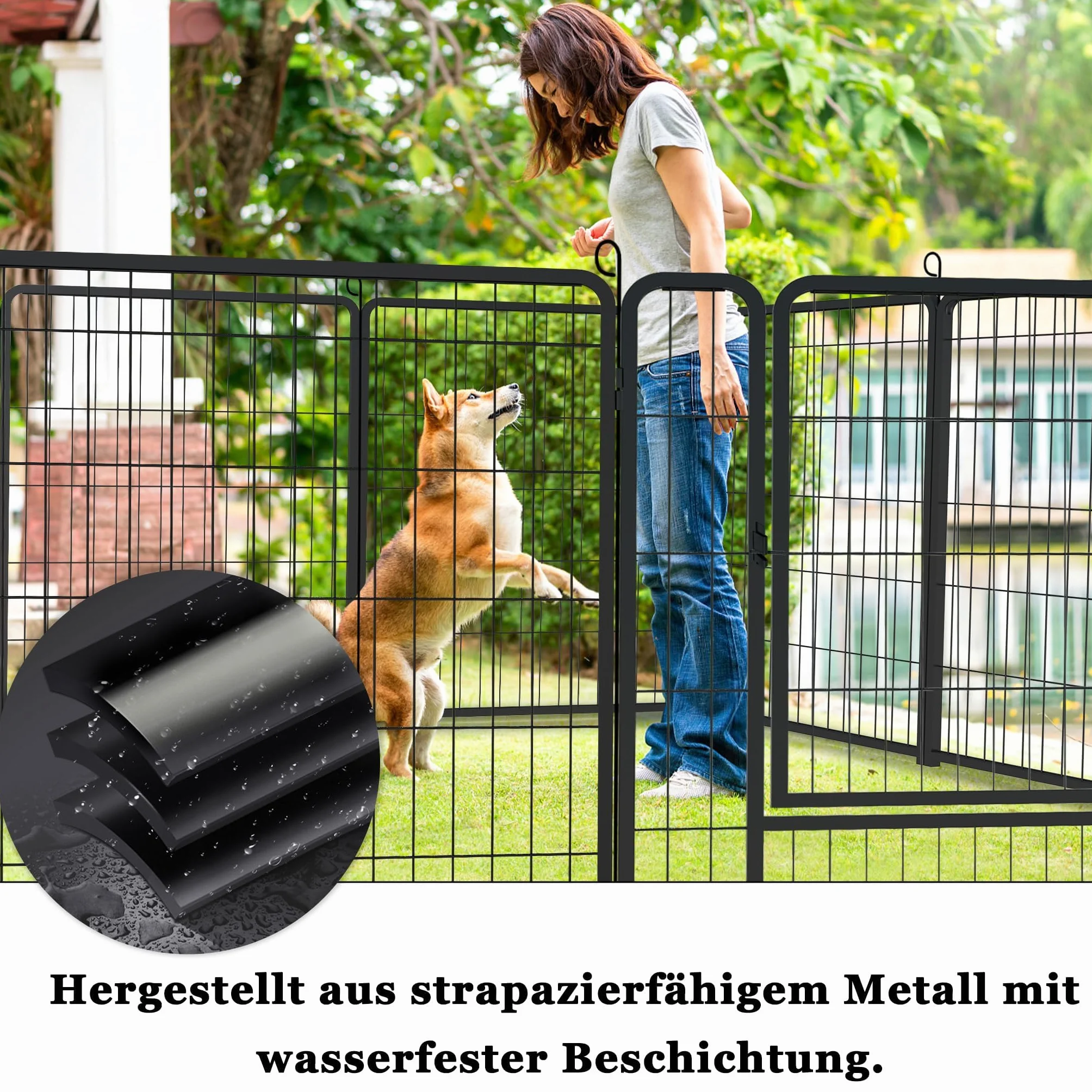 Enclos pour chiot DIY Pliable 8 panneaux grillagés 80x65 cm