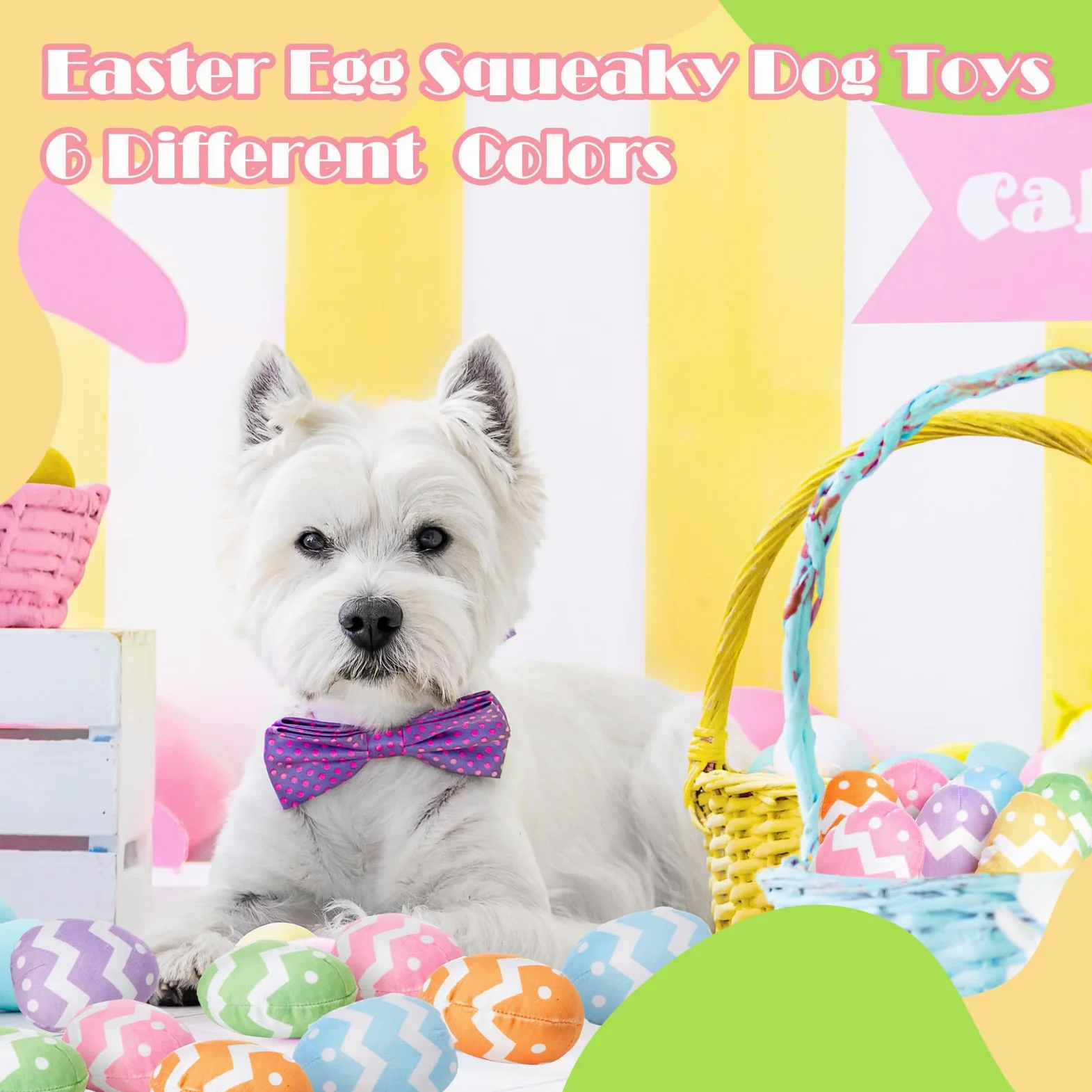 Leyndo Lot de 24 œufs de Pâques pour chien - Jouet couineur en peluche pour chien - Jouets en peluche pour chiens de taille moyenne et petite - Jouets à mâcher - Costume de Pâques pour animal