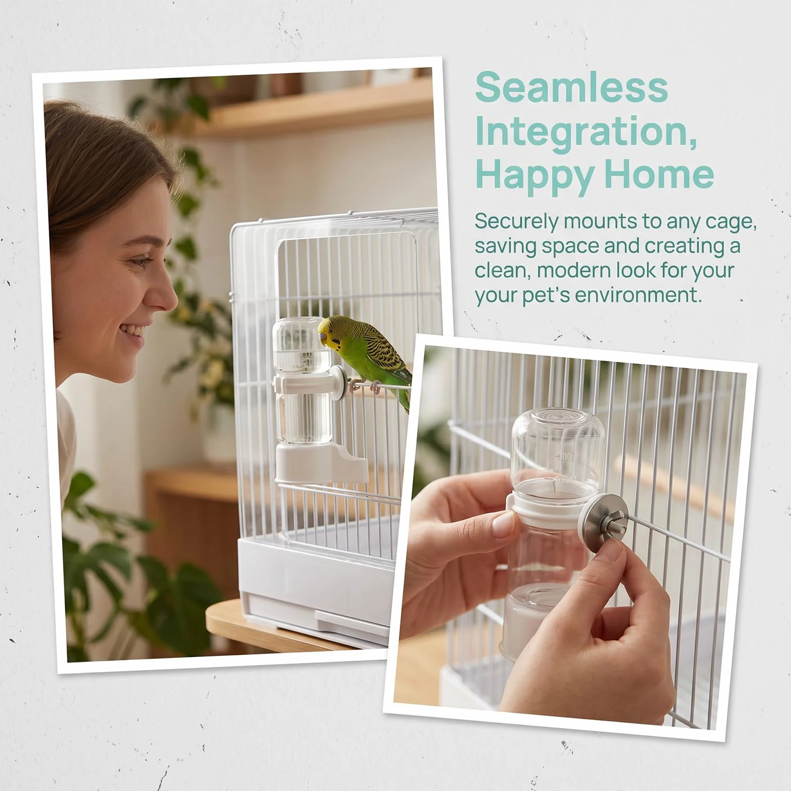 Abreuvoir Automatique pour Oiseaux de Cage 140 ML Transparent Distributeur Eau Oiseaux pour Perruches Perroquets