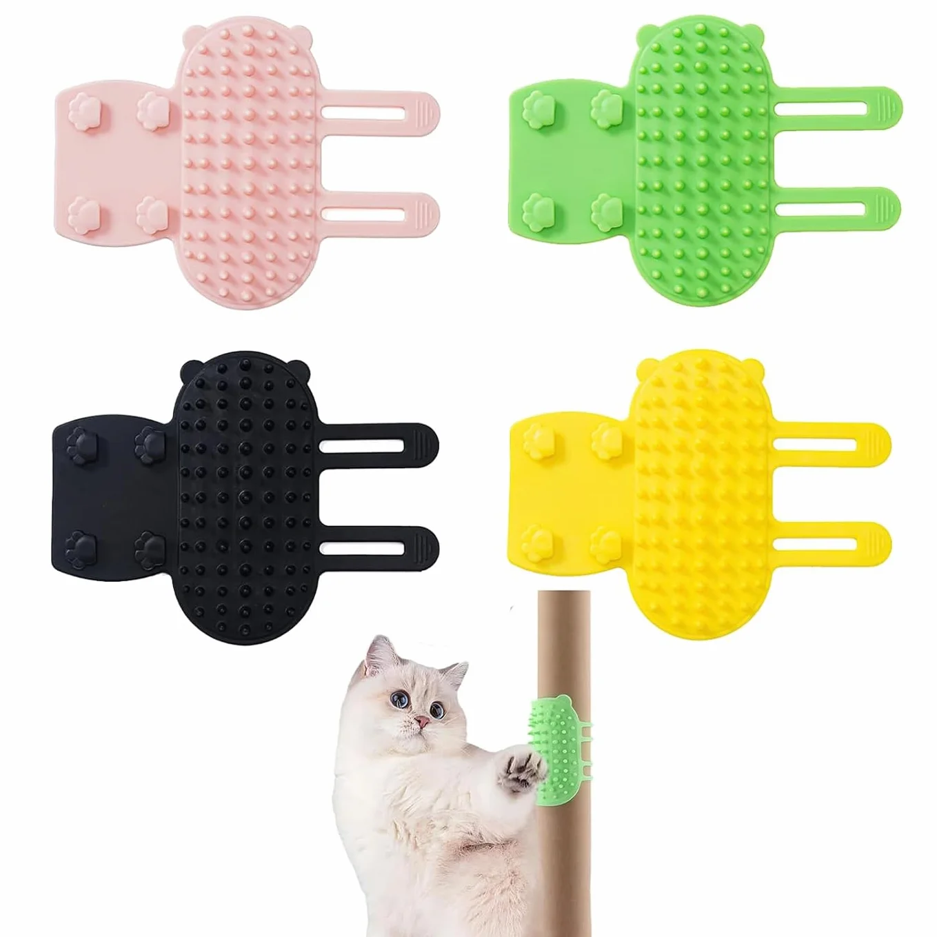 Brosse de Massage Murale Autonettoyante 4 Pcs pour Poil Chat Pieds Table Chaise