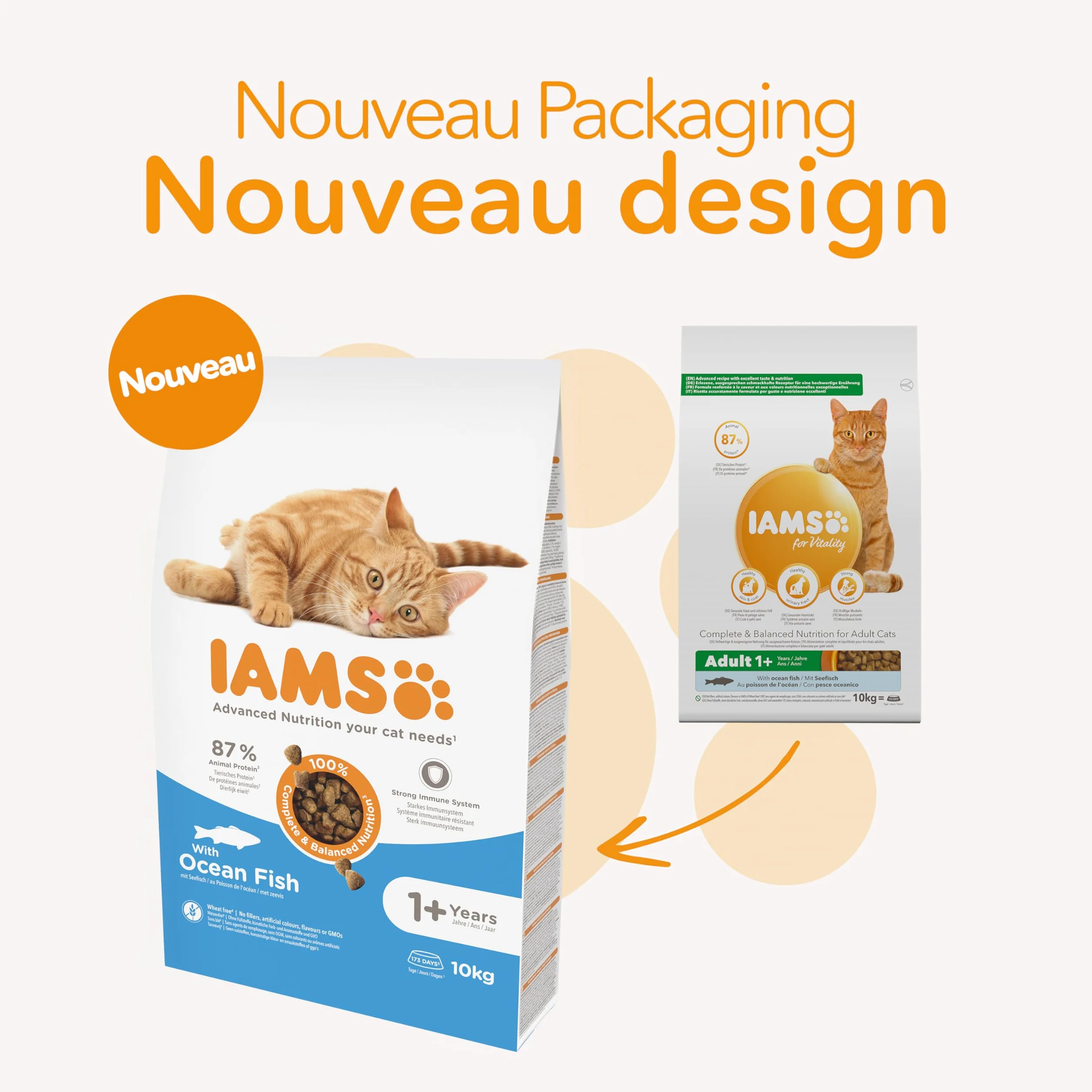 IAMS Croquette au Poisson pour Chat Adulte 10 kg