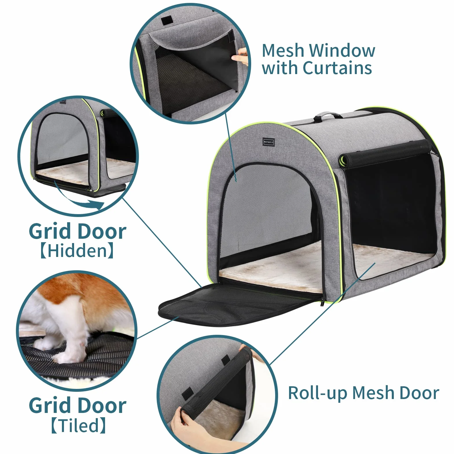 Petsfit Cage de Transport pour Animaux, Caisse de Transport pour Chien Pliable Cage Transport Chien Sac pour Chien avec Coussin en Peluche