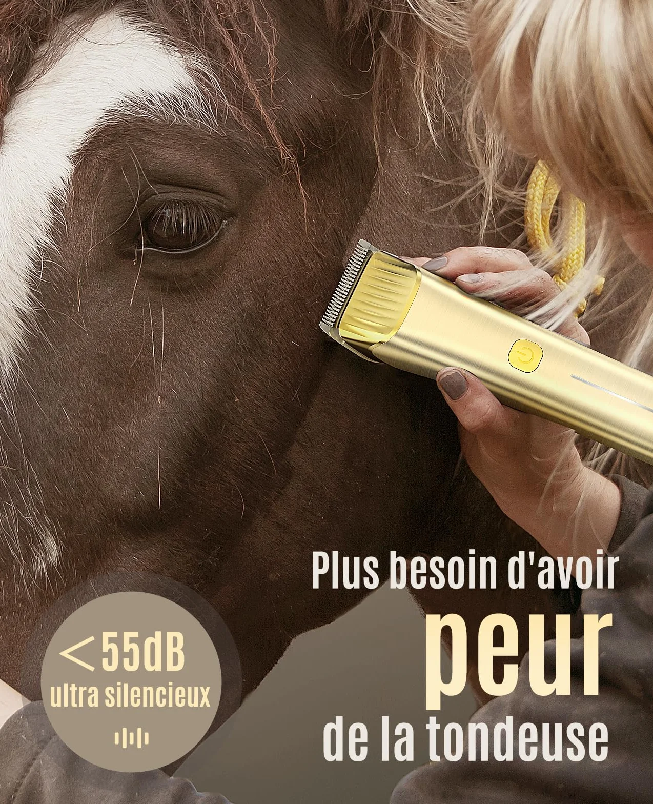 Oneisall Tondeuse Sans Fil pour Chevaux Professionnelle 2 Vitesses Faible Bruit Poils Longs/Épais