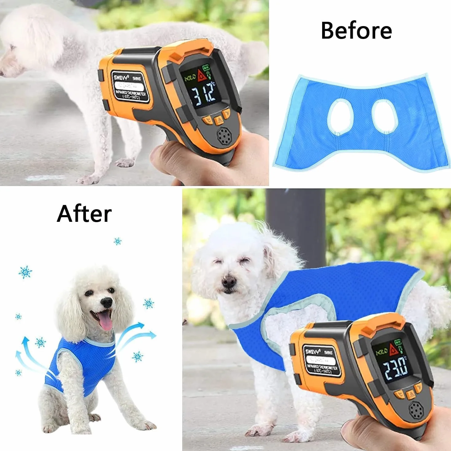 Gilet Rafraîchissant pour Chien Taille Moyenne/Grande Veste de Refroidissement Respirante