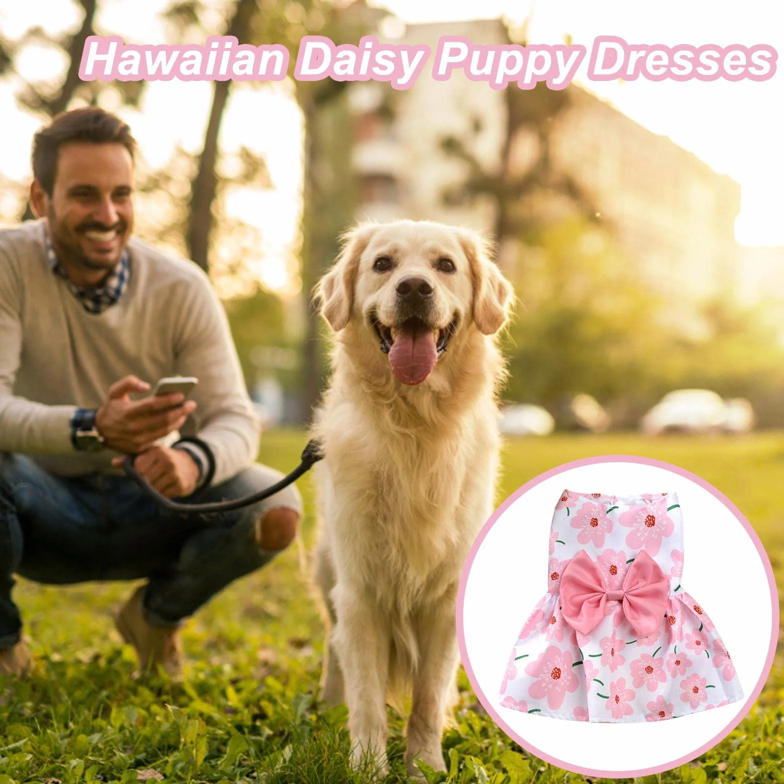 Robe pour chien avec nœud et fleurs décoratives – été mignonne pour chihuahua Yorkie taille XS bleu