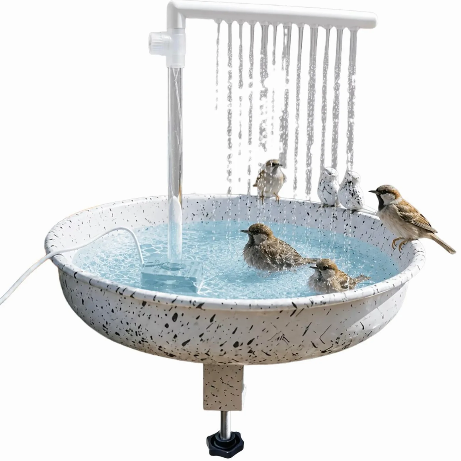 Douche Oiseau Mangeoire Amovible Multifonction pour Perruches | Pour Oiseaux Avec Fontaine À Eau Pour Perruche Calopsitte Perroquet Gris D'Afrique Conure Extérieur Patio Cour Arrière-Cour