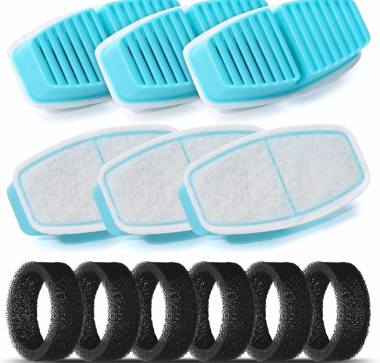 Fontaine à Eau pour Chat avec Filtre, 3,2L, Multi-Filtration, 6 Filtres à Charbon + 6 Éponges