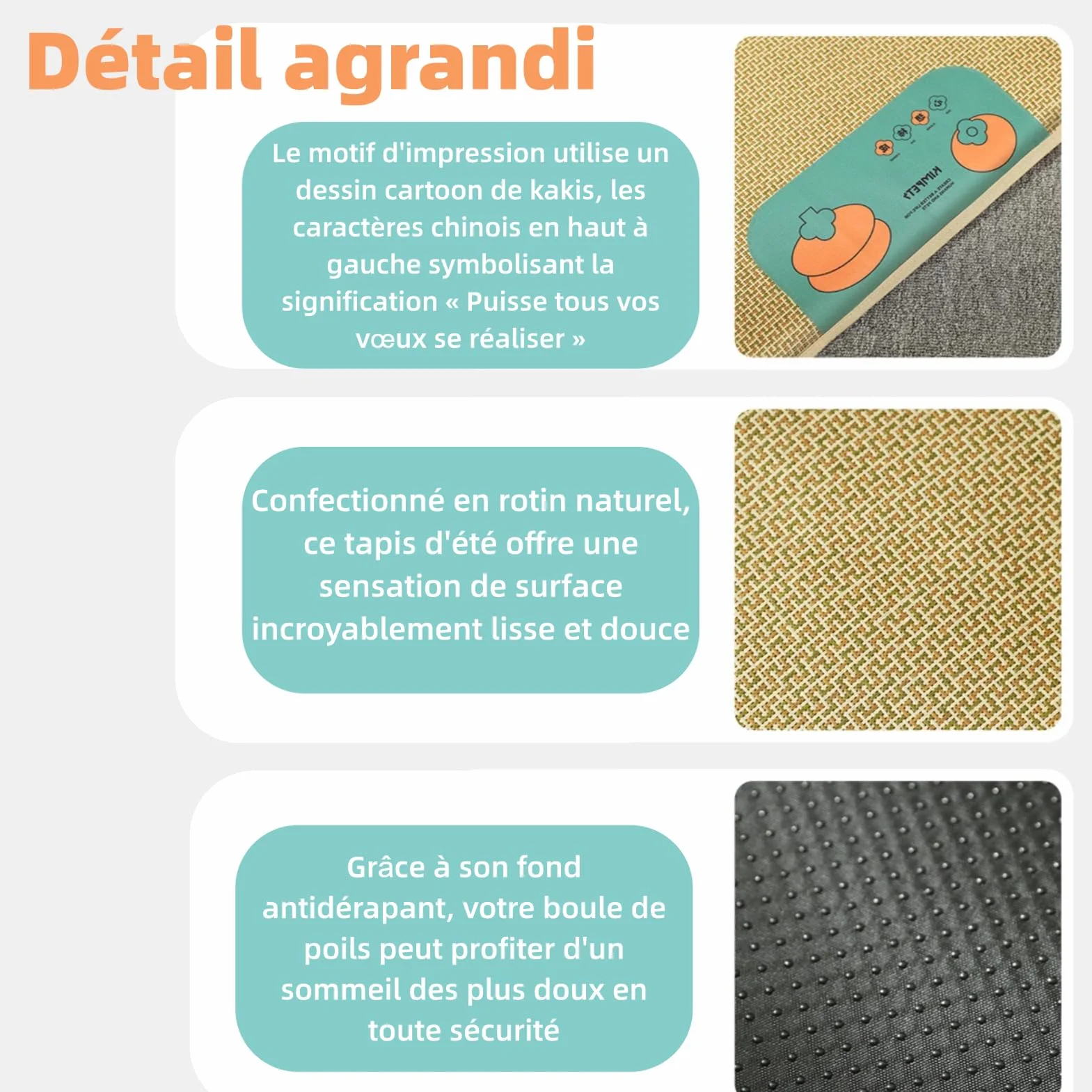 Couverture rafraîchissante pour Chiens Coussin rafraîchissant en rotin Naturel 60×50