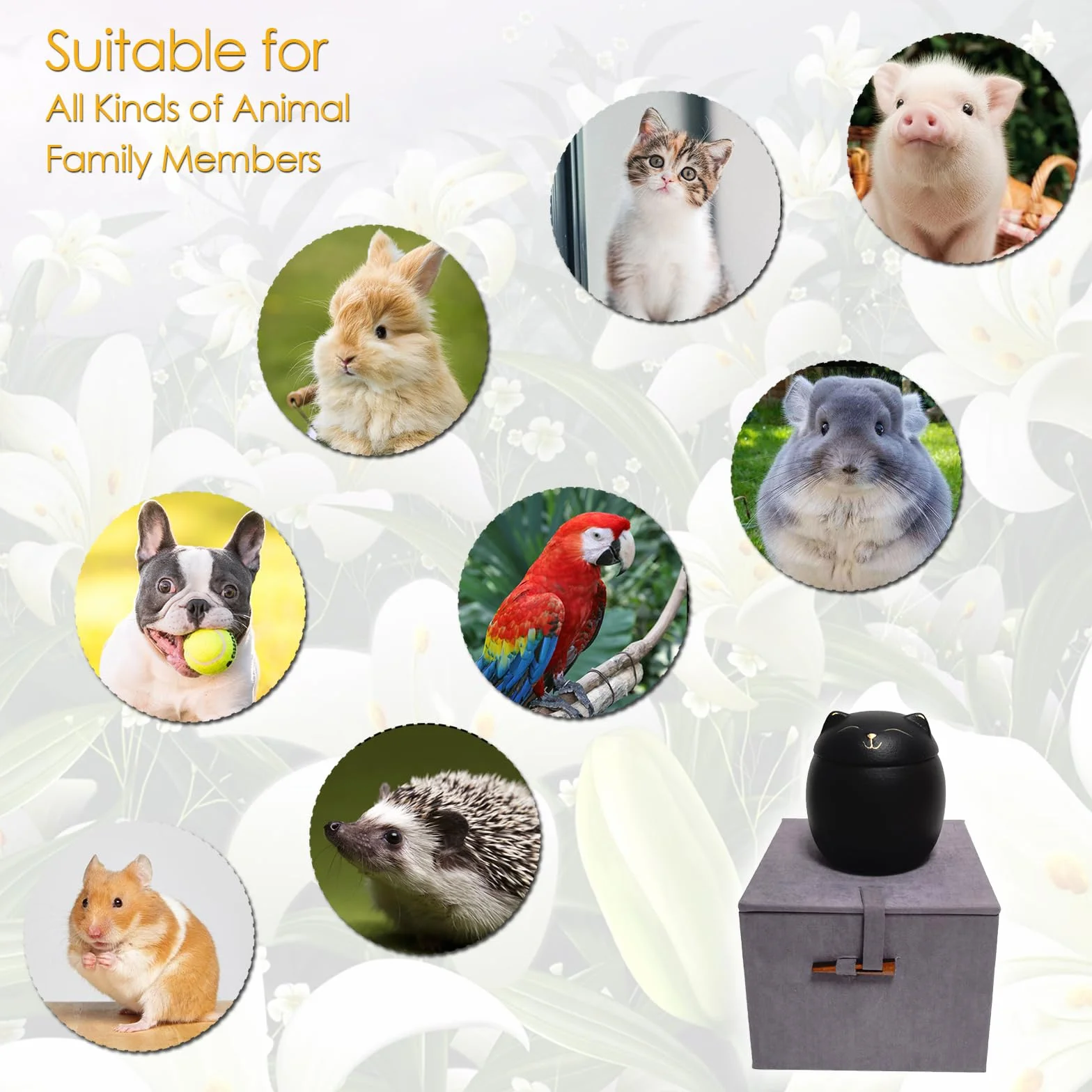 Urne funéraire pour cendres de chat en céramique mate noire taille L – Cadeau souvenir fait main