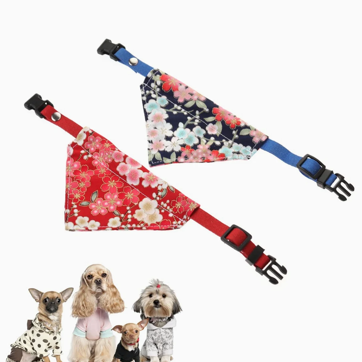 minkissy 6pièces Bandana Chien Triangle Motif Ajustable Accessoires Animaux Modèles Aléatoires