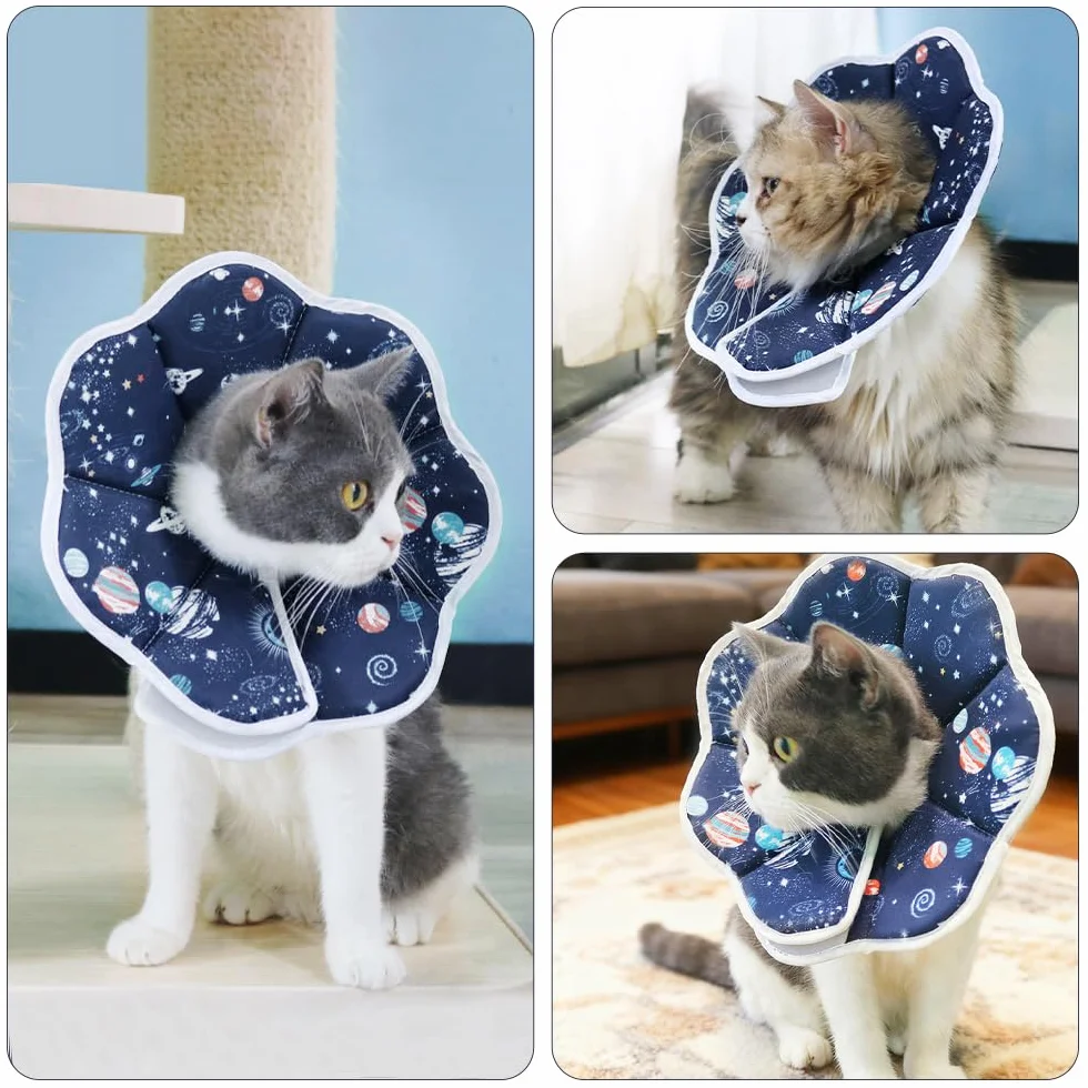Colerette Chat Anti-Lechage Anti-Puces Imperméable Réglable Tour de Cou 18-25 cm Collier Après Chirurgie