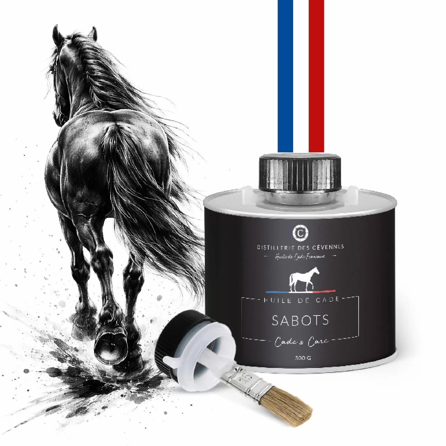 Huile de Cade pour Chevaux Soin des Sabots 500g Fabriquée en France