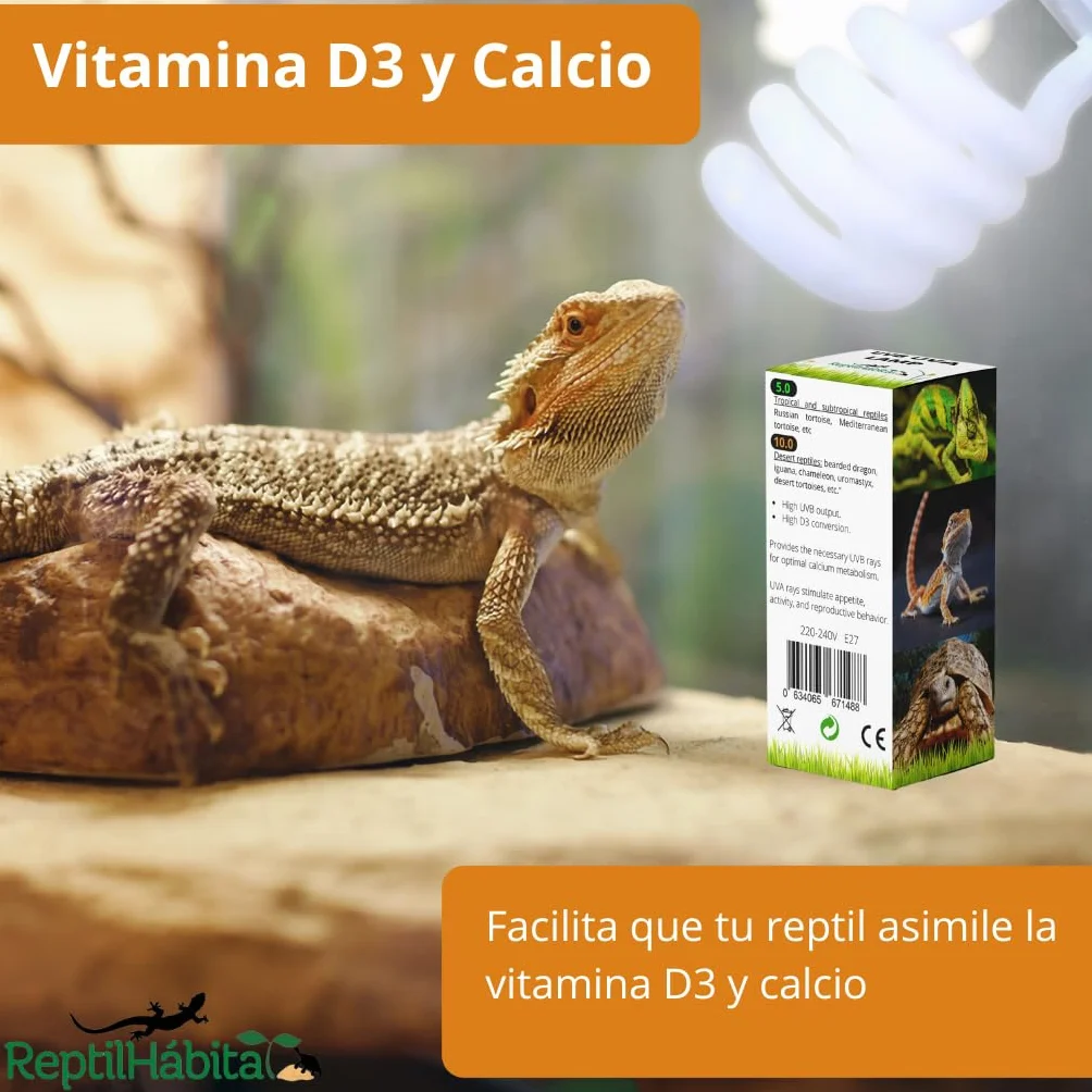 Ampoule UVB 10.0 UVA 13W E27 pour Terrarium Reptiles Tortues Pogona