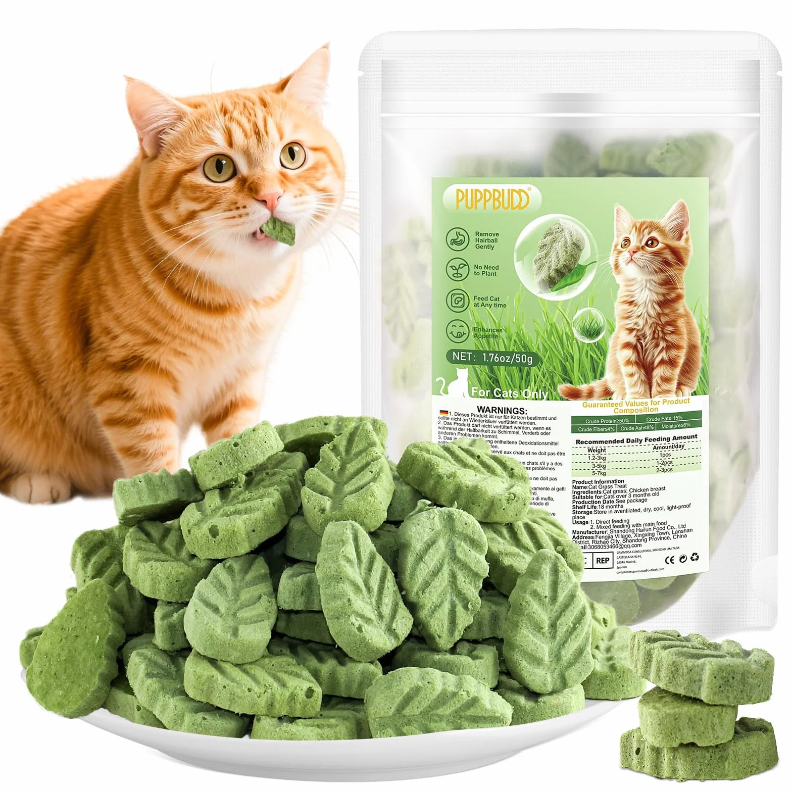 Bâton de Dentition d'herbe de Chat, Collations Comestibles pour Chats, Friandises Lyophilisées Nettoyeur de Dents 50g