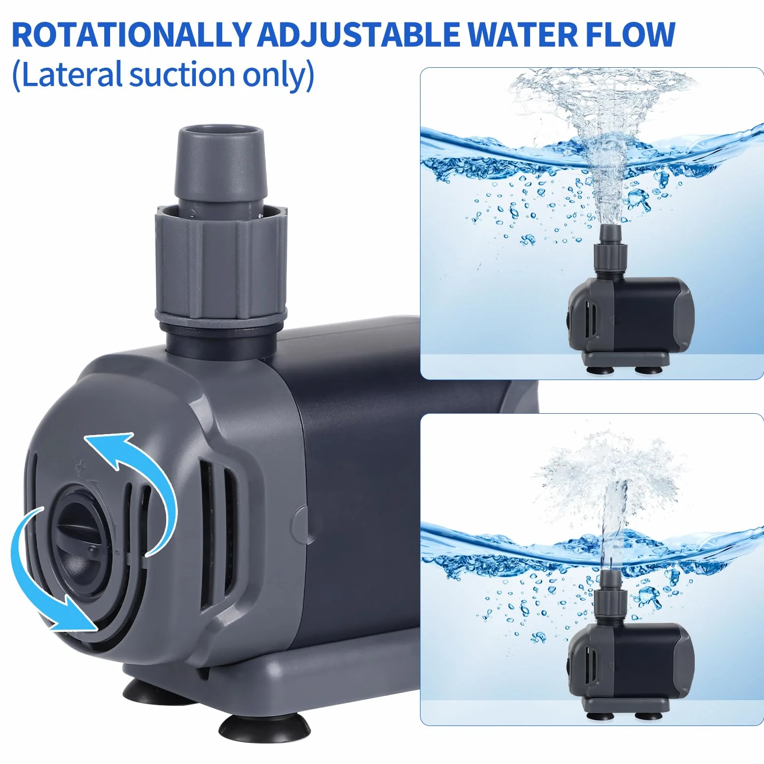 Pompe à Eau Submersible pour Aquarium 25W 1500 L/H 2M Mini Réglable avec 3 Buses 3-en-1 Silencieuse